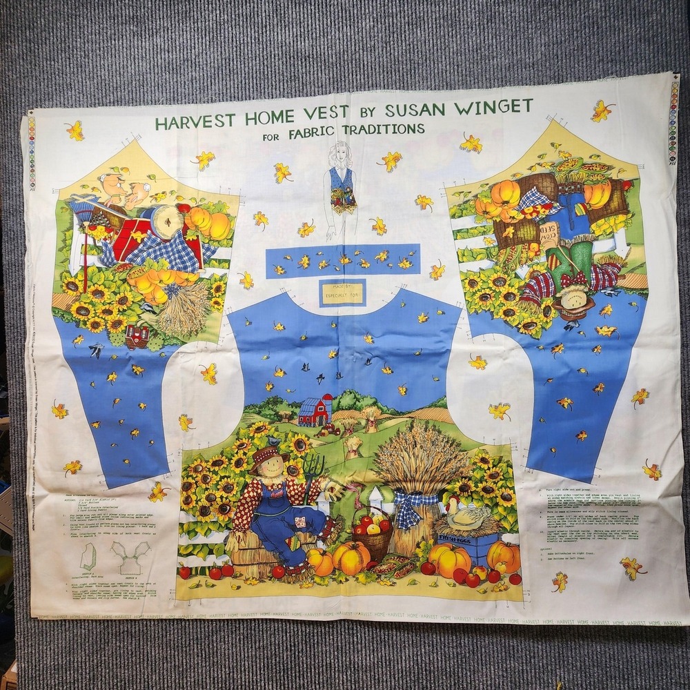 Vintage Susan Winget Fall Vest‎ Fabric Traditions Harvest Home Uncut Panel